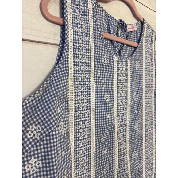 Molly Isadora Top Blue White Checked Sz Est LG - Picture 2 of 5